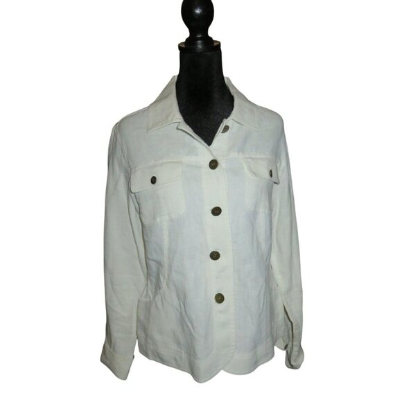 BOGO Charter Club White 100% Linen Button Up Jacket size Medium - Picture 1 of 7